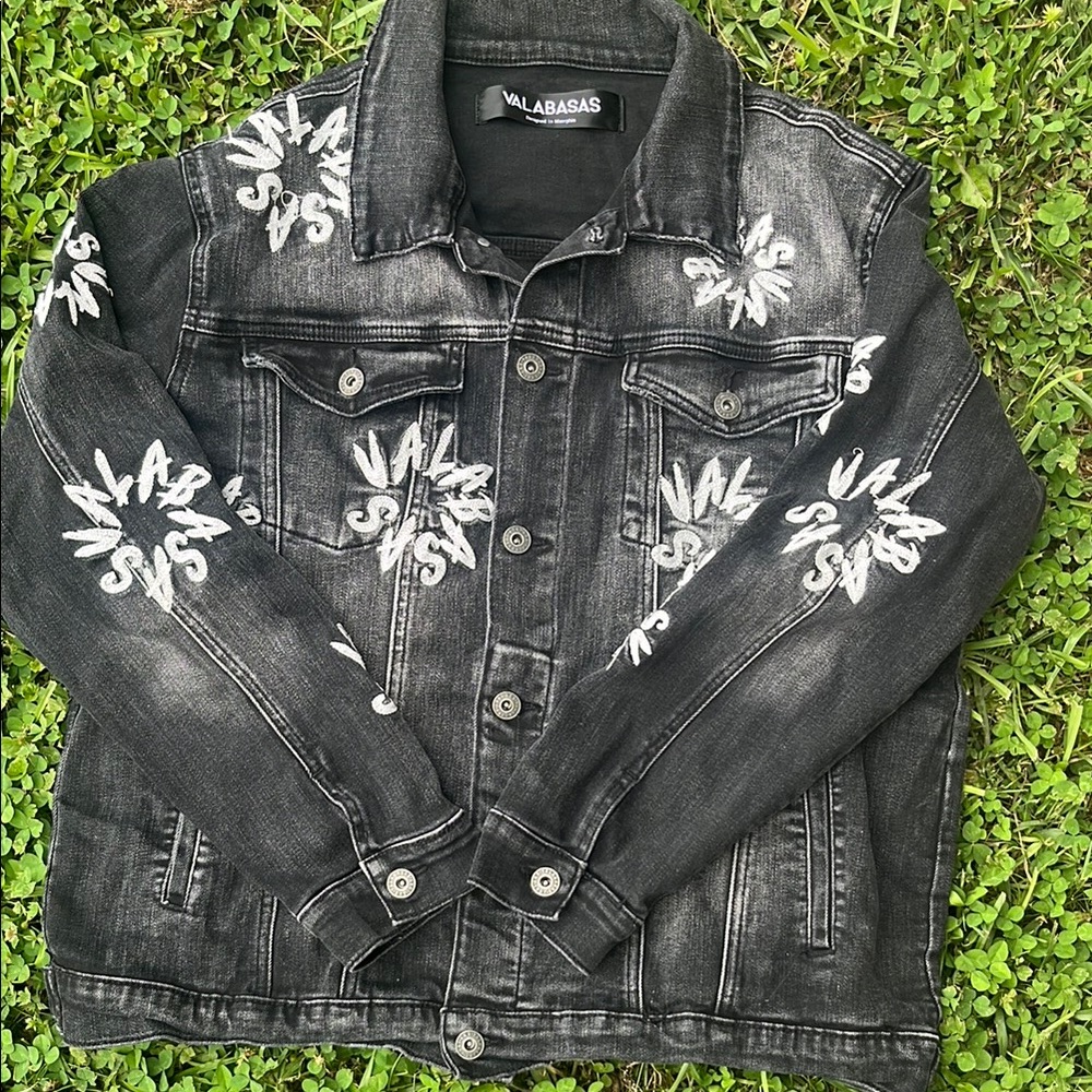 Valabasas Black Denim Jacket with White Graphics